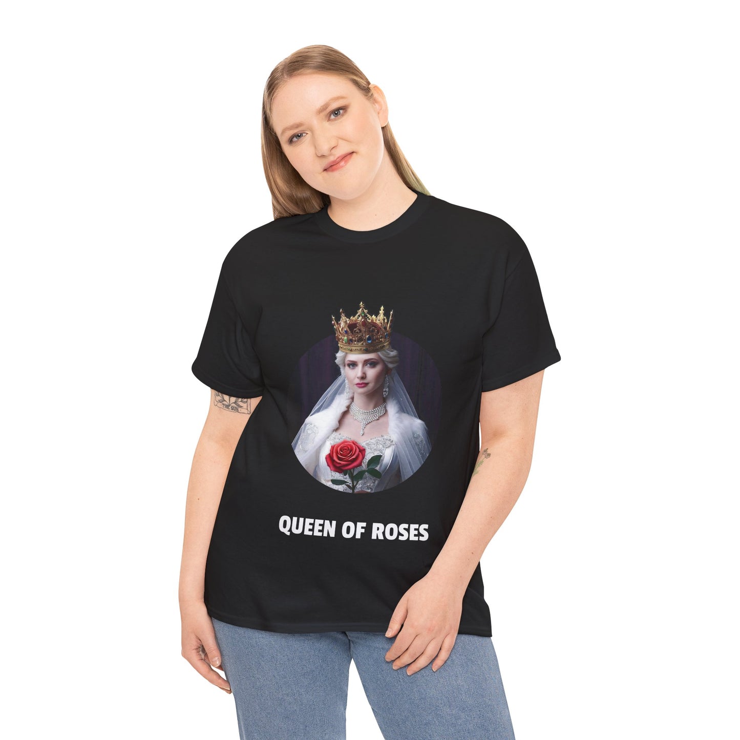 Queen Of Roses - Unisex-T-Shirt aus schwerer Baumwolle (UK)