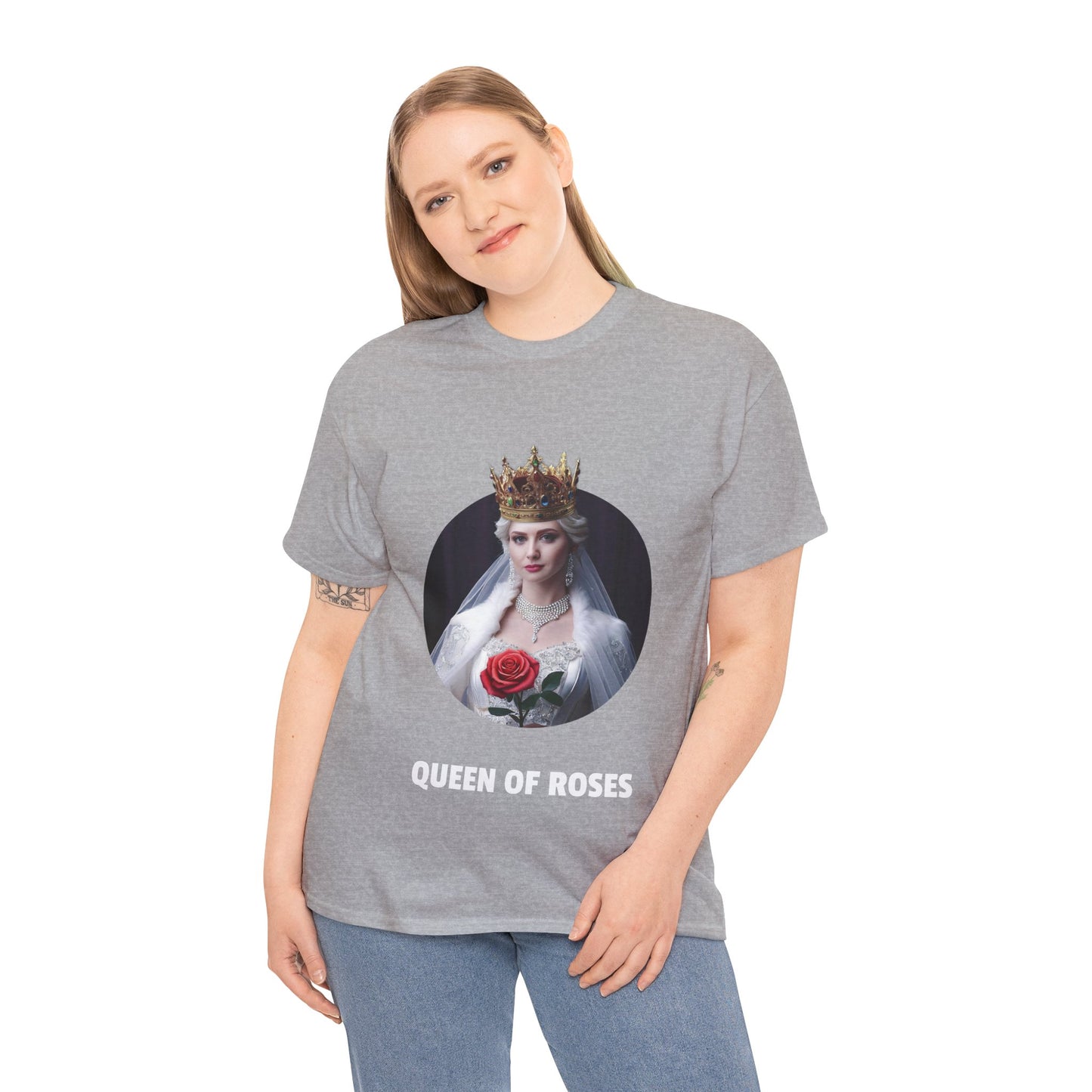 Queen Of Roses - Unisex-T-Shirt aus schwerer Baumwolle (UK)