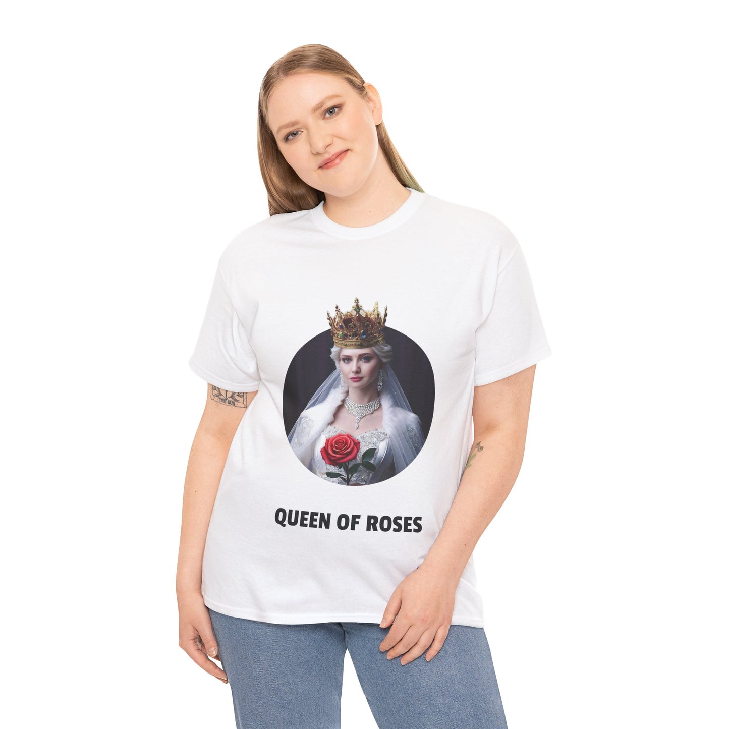 Queen Of Roses - Unisex-T-Shirt aus schwerer Baumwolle (UK)